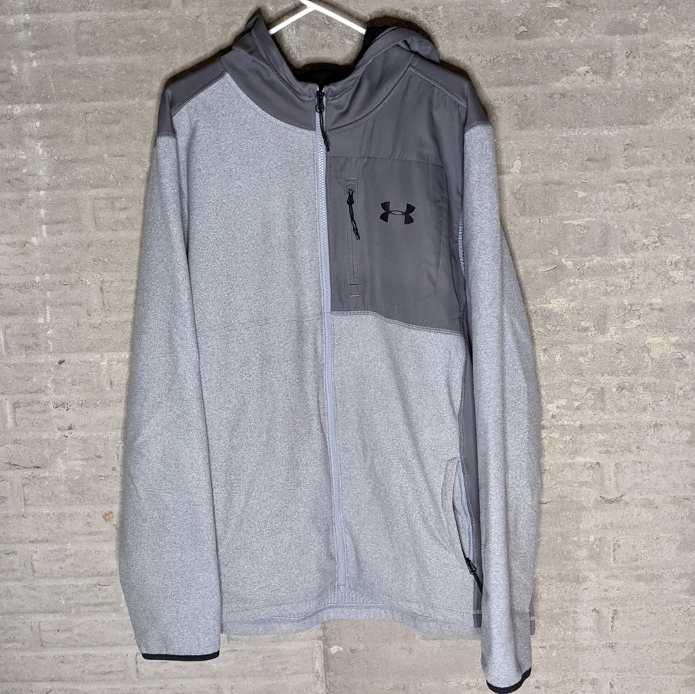 Under Armour ColdGear Fleece Hooded Full Zip Jacket Size 2XL Loose Fit